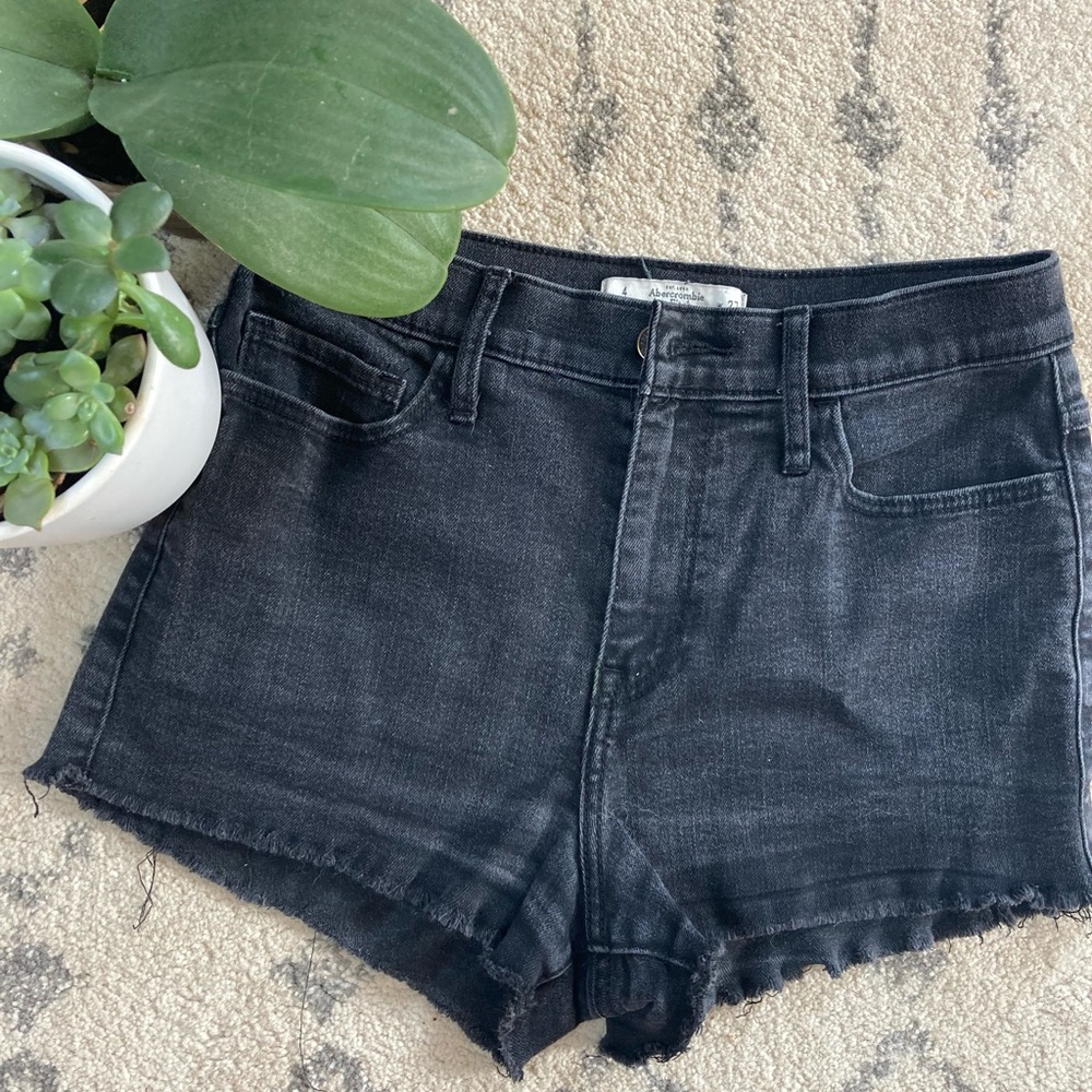 High Waisted Black Jean Shorts
